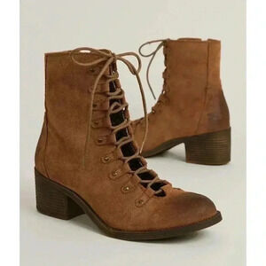 Billabong Womens March To The Sea Combat Boots Brown Zipper Lace Up 6